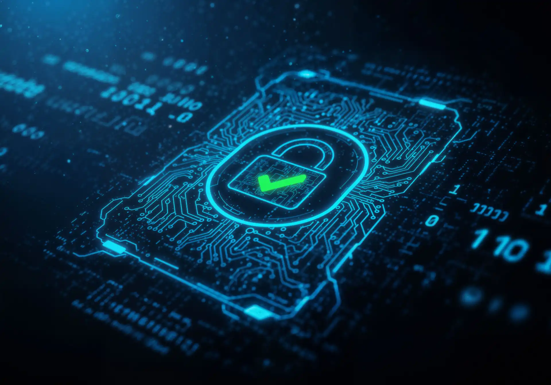 Imagem gerada por IA (inteligência artificial) de um ícone de cadeado aberto e elementos de circuitos eletrônicos, representando a privacidade do usuário e a segurança cibernética em meio aos cookies de terceiros do Google.